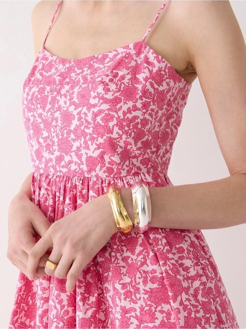 NWT - J. Crew - A-line Cotton Poplin Midi Dress in Rosebud Floral Cupcakes Blush